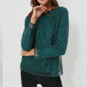 NWT - Hyacinth House - Green Sequin Gemma Blouse - Size XS